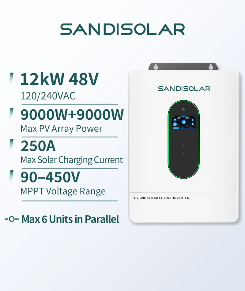 SANDISOLAR 12KW Split Phase Hybrid Inverter with Parallel Function - Image 3