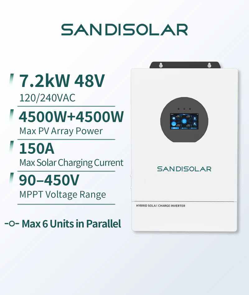 SANDISOLAR 7.2KW Hybrid Inverter 120V/240V Split Phase with Parallel Function - Image 8