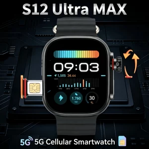 S12 Ultra MAX Smartwatch 5G LTE Android 12.0 2.29'' AMOLED Display Smart Watch With 800W Rotary Camera Sim Card Slot GPS WIFI
